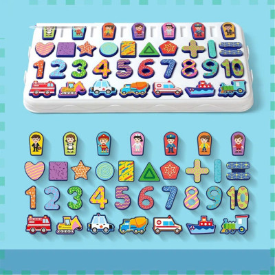 Bàn học chữ số thông minh 5 trong1 có câu cá nam châm 40 chi tiết: câu cá và ghép số, nhân vật, phương tiện giao thông, hình khối học đếm - HENRYSA