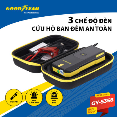 Bộ Kích Bình Cho Xe Hơi 670A GOODYEAR GY-5358 Đa Chức Năng Sạc Dự Phòng 12000mAh Đèn LED Khẩn Cấp - Hàng Nhập Khẩu