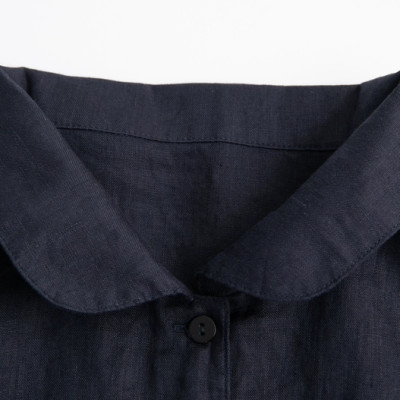 Đầm nữ suông dáng xòe cổ sen phối cúc kín đáo có kèm dây thắt eo chất liệu Linen cao cấp, thanh lịch 