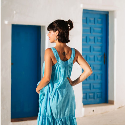 Đầm Cổ Yếm Kết Hạt Cotton Isla Bonita