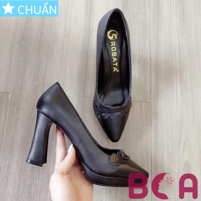 Giày cao gót nữ màu đen 8p RO441 ROSATA tại BCASHOP bít mũi, có nhấn dây trái tim lạ mắt, siêu dễ thương và thời trang