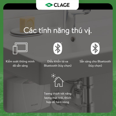 Máy Làm Nước Nóng Tức Thì CLAGE E-mini MCX3, Chống Giật, Điều Khiển Thông Minh Làm Nước Nóng Trực Tiếp - Hàng Chính Hãng