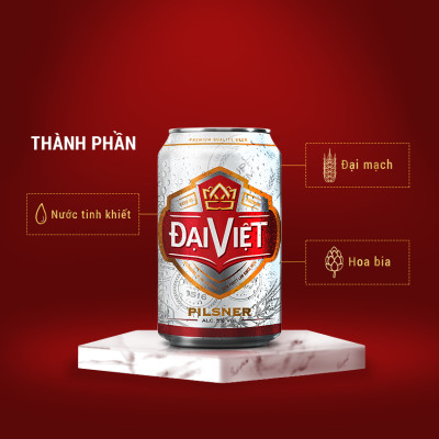 [Thùng (24) lon 330ml] Bia Pilsner Đại Việt, Bia vàng sản xuất theo luật bia tinh dòng của Bia Đức, không hóa chất, đậm vị đúng gu