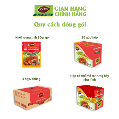 Combo 5 Gói Gia Vị Sườn Xào Chua Ngọt Barona 80g ướp ngon chuẩn vị không cần nêm nếm