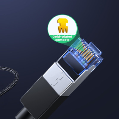 Cáp mạng Cat8 đúc sẵn bọc dù dài 20M Ugreen 30800 hàng chính hãng