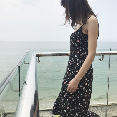 Đầm Nữ 2 Dây Họa Tiết Bông Hoa