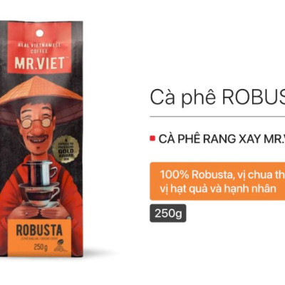 Cà phê rang xay Robusta Mr Viet 250g  - Robusta Ground Coffee 250g