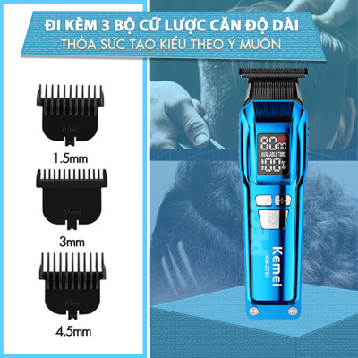 Tông đơ chấn viền Kemei KM-2795 lưỡi cắt mạ carbon DLC cao cấp công suất mạnh mẽ 8W sạc nhanh USB pin lâu - Chính hãng
