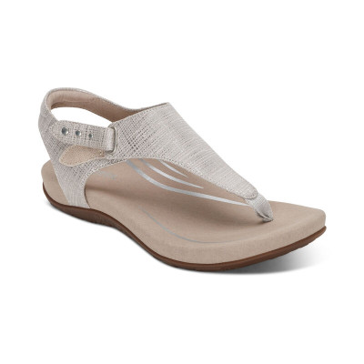 Giày sandal sức khỏe nữ Aetrex Ellie Grey - nâng vòm giảm đau chân, đệm đế memory foam