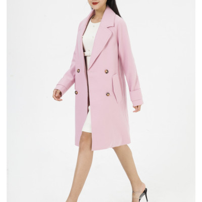 De Leah - Áo Khoác Tweed Dáng Rộng Pha Cổ - Hồng