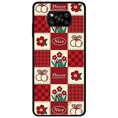 Ốp lưng dành cho Xiaomi Poco X3 mẫu Hoa Ô Vuông Đỏ