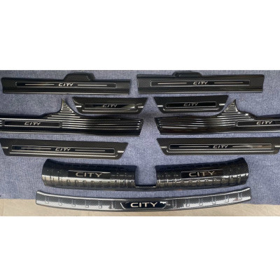Ốp bậc cửa, nẹp bước chân, chống trầy bậc cốp Carbon xe Honda City 2021-2022 vân cacbon đẹp