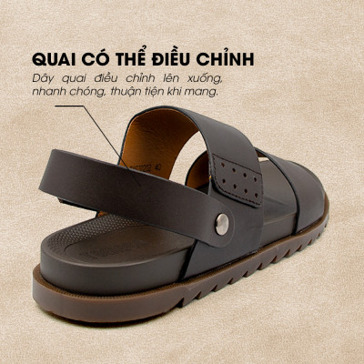 Sandal Tomoyo Da Bò Thật Đế Rãnh Chống Trượt TMS302