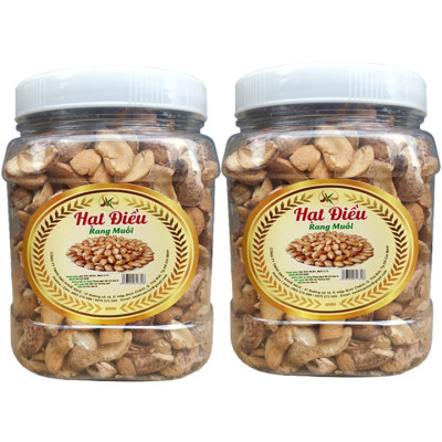 1Kg Hạt Điều Bể Rang Muối Hiệu SK FOOD - 2 Hũ Mỗi Hũ 500G