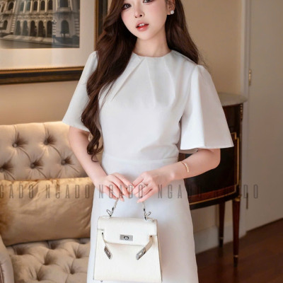Đầm trắng cổ xếp NGADO