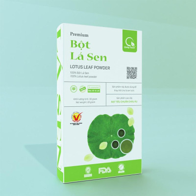 Bột Lá Sen Sấy Lạnh Nguyên Chất Hộp 30g - Ngủ ngon, giảm mỡ máu, giảm cân, mát gan, mờ nám, tàn nhang, đẹp da
