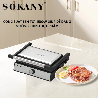 Máy kẹp nướng đa năng 3IN1 SOKANY SK-08092 công suất cao 1500W, bộ 3 khay nướng đa năng, tháo lắp dễ dàng vệ sinh - HÀNG CHÍNH HÃNG - DELIYA