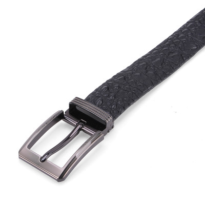 Thắt Lưng Nam Da Cá Sấu Gai Bụng Bản Lớn Đầu Kim Huy Hoàng HT4228 - Đen