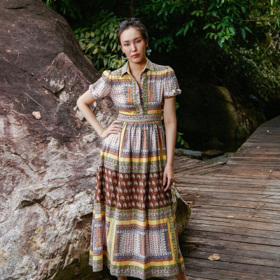 Đầm Sơ Mi Linen Bohemian DRE228 thời trang thiết kế Hity