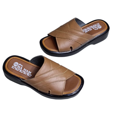 Dép Nam Quai Ngang Da Bò Thật HÀ NAM Đế Cao Dành Cho Người Thấp DN2041