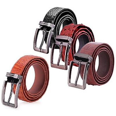 HC4715-16-17-18 - Thắt lưng nam da cá sấu Huy Hoàng gai đuôi 4P đầu kim màu đen, nâu đất, nâu đỏ, vàng bò