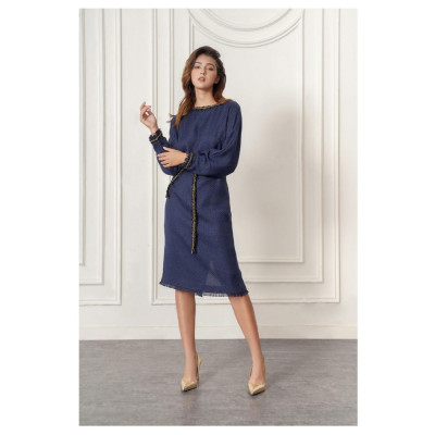 Váy liền nữ kiểu dạ tweed  2NDDATE DR059