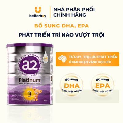 Combo 3 Lon Sữa a2 Milk a2 Platinum Premium Toddler Milk Drink Đủ Số Lon 900g