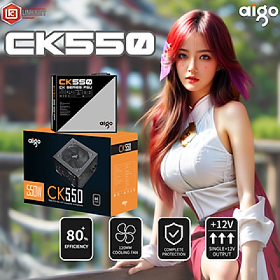 BỘ NGUỒN MÁY TÍNH AIGO MODEL CK550 550W 80+ EFFICIENCY - Hàng chính hãng