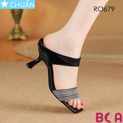 Sandal nữ quai ngang đính đá cao 6 phân RO679 ROSATA tại BCASHOP gót nhỏ tôn dáng, tôn da vừa sang trọng vừa thời trang