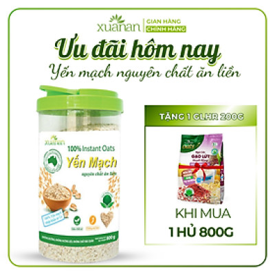 Yến Mạch Nguyên Chất Ăn Liền Xuân An [ko đường] Hộp 800G (Tặng Kèm 1 Túi Ngũ cốc Gạo Lức Huyết Rồng 200G)