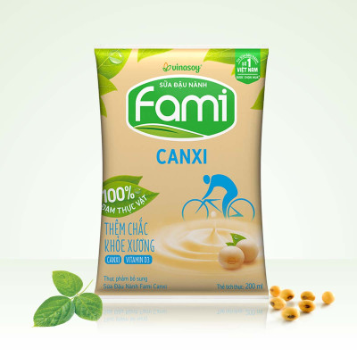 Thùng Sữa Đậu Nành Vinasoy Fami Canxi Nguyên vị (200ml x 40 Bịch)