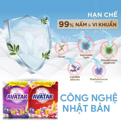 Combo 2 Túi Nước Giặt Xả Vải Hương Lavender Avatar ( 2kg2/ 1 Túi )