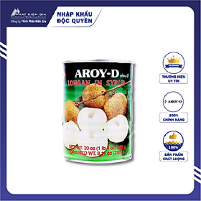 Trái Nhãn Ngâm Đường Aroy-D 565g - Nhập Khẩu Thái Lan | Aroy-D Longan in Syrup 565g