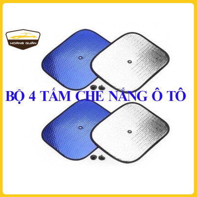 Tấm chắn nắng cánh cửa kính sườn Ô Tô, Tấm che nắng oto xốp Vuông 2 màu xanh- bạc dày dặn -Giá 1bộ