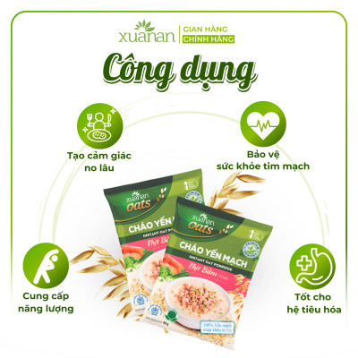 Cháo Yến Mạch Thịt Heo Bằm Xuân An Gói 40G (Mua 6 Gói Tặng Kèm 1 Gói )