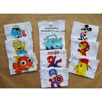 (8-16kg) Áo ba lỗ cotton trắng in hình cho bé - Bibo Kim Thu