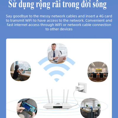 Bộ phát WiFi từ sim 4G CPE B828 tốc độ cao 300Mpbs phủ sóng rộng sử dụng mọi loại sim kèm pin 3000mAh - Hàng nhập khẩu