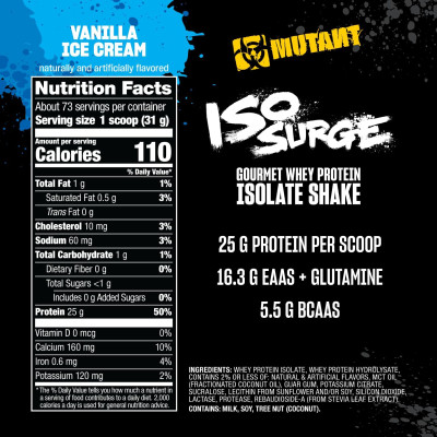 Mutant Iso Surge 5lbs (2.3kg), Whey Protein Sữa Tăng Cơ, Bổ Sung Đạm Phục Hồi và Phát Triển Cơ