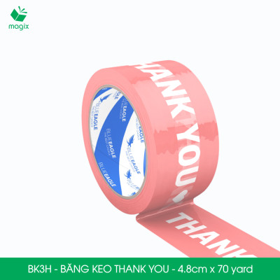 BK3H - 3 Cuộn băng keo in chữ THANK YOU 4.8cm x 70yard băng dính niêm phong hàng dễ vỡ