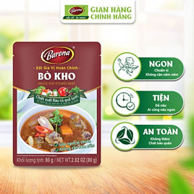 Combo 1 hộp (20 gói) xốt gia vị hoàn chỉnh Barona 80g 