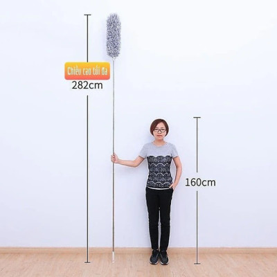 Chổi quét trần nhà KG12S gấp gọn, lau bụi, quét nhà thông minh, đa năng cán dài inox rút gọn gập được 90 độ kéo ra 3m - Hàng chính hãng