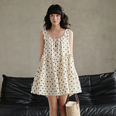 Đầm ngắn babydoll họa tiết chấm bi nữ tính Kasha Miều Est.2013