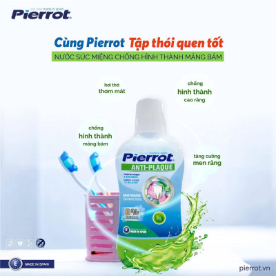[ Mua 2 tặng 1 chỉ kẽ răng ] Nước súc miệng chống hình thành mảng bám PIERROT 500ml