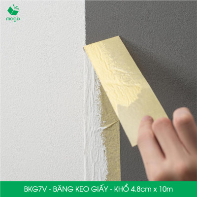 BKG7V - Block 6 cuộn băng keo giấy khổ 4.8cm x 10m - Băng dính giấy viết được, chặn màu sơn