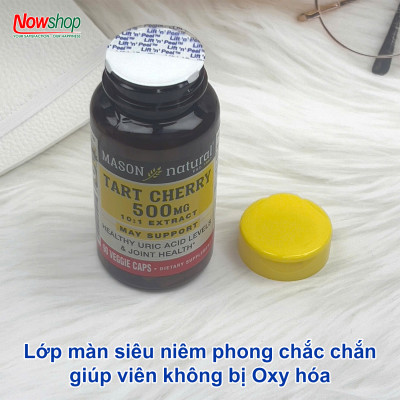 Tart Cherry 500mg Mason Natural Hộp 90 viên giảm acid uric gây Gout giúp khớp vận động linh hoạt