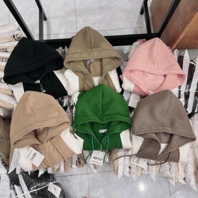 [LZ] Áo khoác chống nắng nữ lửng nỉ dệt xk dày túi khoá phối màu có nón nhiều màu lựa chọn siêu hot-A2171