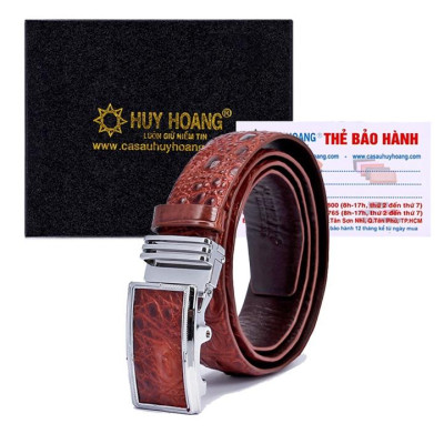 HP4204-05-06-70 - Thắt lưng nam da cá sấu Huy Hoàng nguyên con 3,5P màu đen, nâu đỏ, vàng, nâu đất
