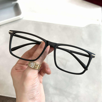 Kính gọng nhựa dẻo Hàn Quốc Mắt vuông to unisex màu đen nhám cho nam nữ