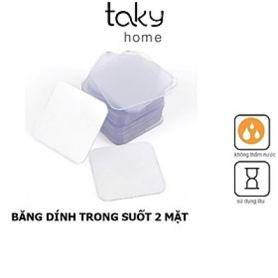 3 Miếng Dán Nano Siêu Dính, Băng Keo 2 Mặt Dán Tường Tiện Lợi, Trong Suốt, Đa Năng, Loại Vuông 6x6cm - TakyHome 6000set3