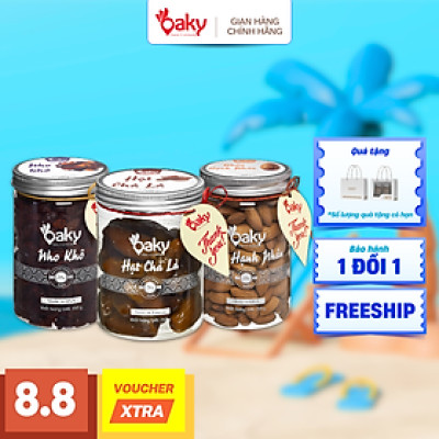 Quà Tặng Oaky - Combo Hạt Dinh Dưỡng Cao Cấp - Hạnh Nhân, Quả Chà Là, Nho Khô - Tặng Túi Giấy Sang Trọng